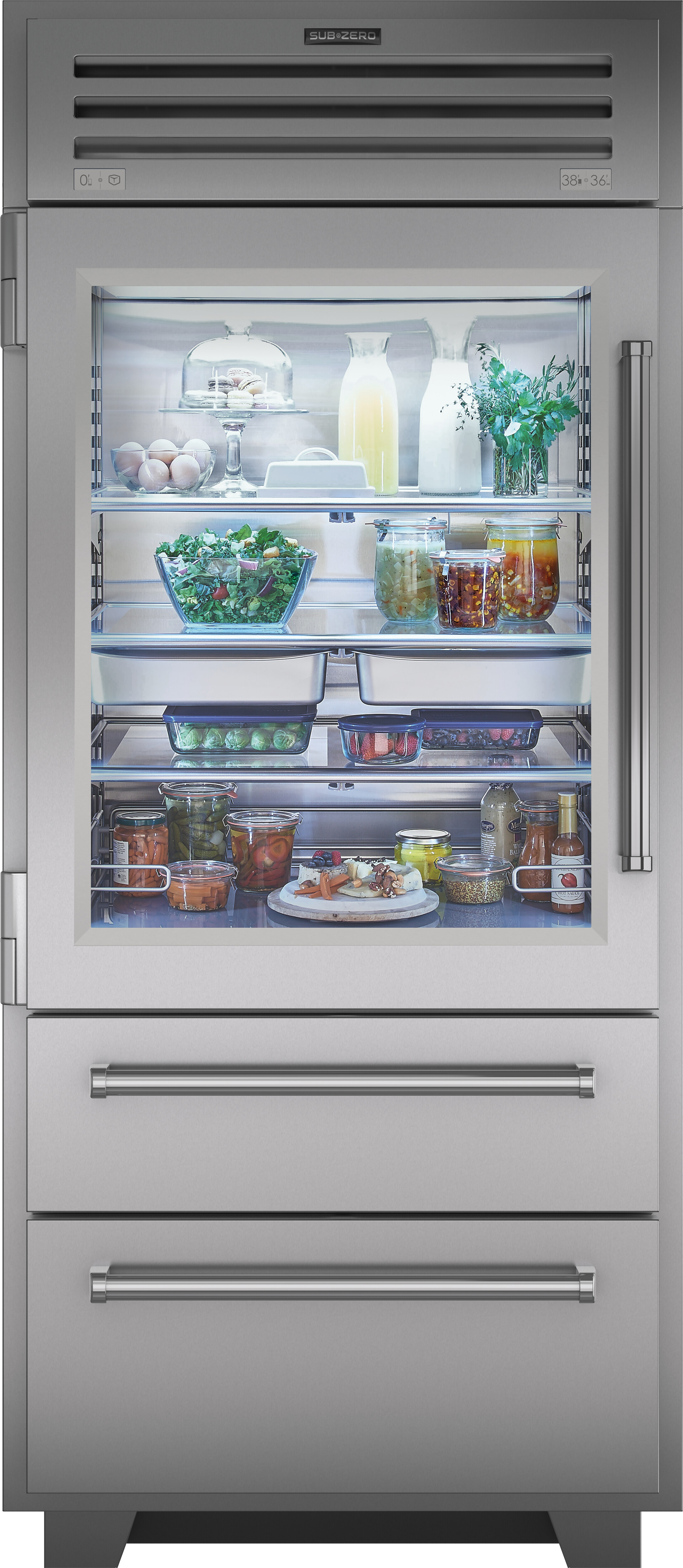 91 cm PRO Refrigerator/ Freezer with Glass Door