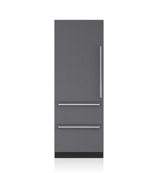 76 cm Designer Over-and-Under Refrigerator/Freezer with Ice Maker and Internal Dispenser – Panel Ready