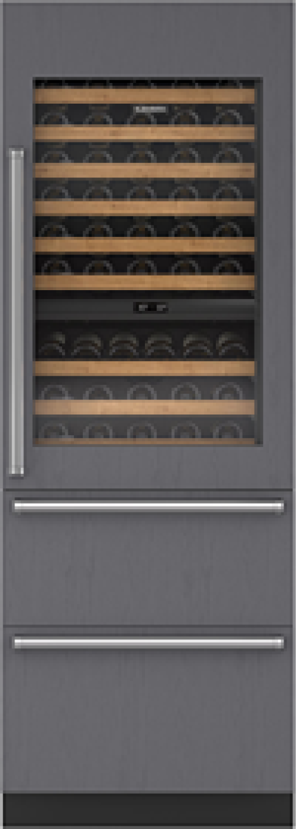 76 cm Designer Wine Storage with Refrigerator Drawers – Panel Ready