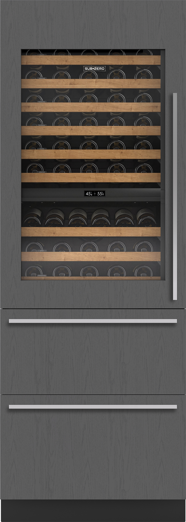 76 cm Designer Wine Storage with Refrigerator Drawers – Panel Ready